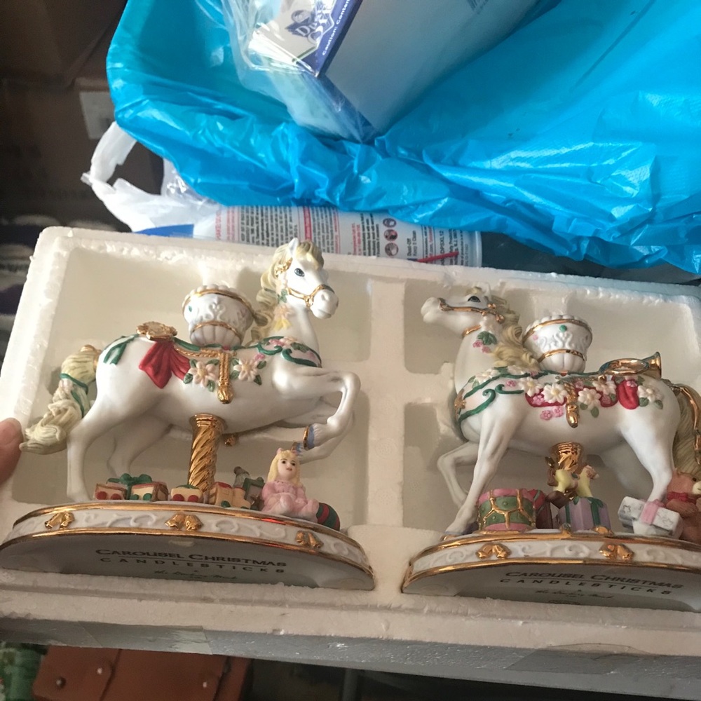 Danbury mint Christmas candlestick holders
